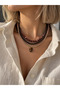 Brown Crystal Beaded Three-Row Design Rox Necklace
