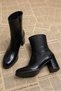 Women's Suede Booties with Thick Heels and Zip Details