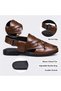 Comfortable ancient Greek style men's leather fisherman sandals, thick shock-absorbing insoles, handcrafted leather men's shoes, high-quality adjustable buckle summer shoes - 2