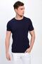Men's Navy Blue Plus Size Crew Neck Lycra Basic T-shirt - 2
