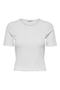 Women's White Short Sleeve Ruffle Crop T-Shirt 15201206 ONLEMMA - 5