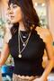 Women's Black Halter Collar Frilly Summer Knitwear Blouse BLZ-19000959 - 2