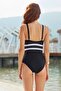 Women's V-Neck Piece Swimsuit201116 Black - 2