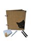 Cat Themed Jute Fabric Cover Album Writable Memory Book 23 Cmx20 cm 20 Sheets 40 Pages