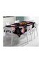 Lilies and Flamingo Special Design Stain-Proof Tablecloth on Black Floor-120x140 cm