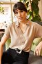 Women's Milk Coffee Bat Viscose Shirt GML-19000617 - 3