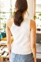 Women's Ecru Shoulder Decollete Summer Knitwear Blouse BLZ-19000973 - 4