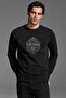 1975 Vintage Printed Black Men's Knitted Sweatshirt Long Sleeve