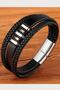 Men's Bracelet Genuine Leather Black Knitted Simple Modern Stylish Design