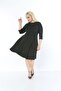 Women's Black Plus Size Flared Dress with Sleeves - 5