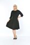 Women's Black Plus Size Flared Dress with Sleeves - 6