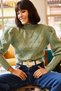 Women's Water Green Small Pompom Sleeve Detailed Waist Top Knitwear Sweater KZK-19000253 - 3