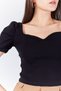 Women's Sweetheart Neckline Shoulders Pleated Crop Body - 3