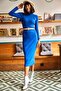 Women's Cobalt Blue Lycra Long Camisole Dress ELB-19000750 - 3