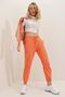 Women's Orange Seasonal Elastic Two Yarn Sweatpants Alc-Y2933 - 4