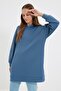 Navy Blue Oversize Scuba Sweatshirt - With Hood and Pocket TCTAW22TW0151 - 6
