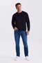 Navy Blue Slim Fit Crew Neck Basic Cotton Lycra Sweatshirt - 2