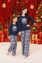 New Year's-Themed Family Pajama Set, Knit Fabric, Mother-Daughter - 2