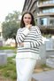 Women's Striped Classic Skirt Large Size Knitwear Set - 3