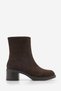 Women's Round Toe Zip-Up Boots with Thick Heels, Tesem, Brown Suede - 3