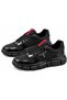 Men's Black Thick Sole Lace-Up Casual Sneakers – With Red Accents - 2