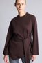 I6261AXBN340 Coffee-Colored Regular-Fit Crew Neck Belted Asymmetrical Long-Sleeve Basic T-Shirt