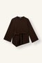 I6261AXBN340 Coffee-Colored Regular-Fit Crew Neck Belted Asymmetrical Long-Sleeve Basic T-Shirt - 6