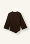 I6261AXBN340 Coffee-Colored Regular-Fit Crew Neck Belted Asymmetrical Long-Sleeve Basic T-Shirt - 7