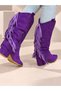 Arizona Purple Suede Tasseled 5 cm Heel Dallas Boots Botties - 5