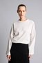 I2727AXER105 Ecru Crew Neck, Drop-Shoulder, Wide, Long-Sleeved Relaxed Fit Basic T-Shirt - 3