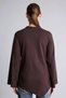 I6261AXBN340 Coffee-Colored Regular-Fit Crew Neck Belted Asymmetrical Long-Sleeve Basic T-Shirt - 5