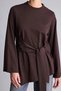 I6261AXBN340 Coffee-Colored Regular-Fit Crew Neck Belted Asymmetrical Long-Sleeve Basic T-Shirt - 4
