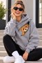 Unisex Oversized Hoodie with a Cute Teddy Bear Print Visible Through the Zipper – Relaxed Casual Sweatshirt