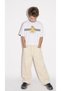 CHILDREN'S ELASTIC-WAISTED BAGGY LOOSE-FIT CREAM PANTS
