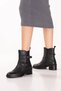 Women's Genuine Leather Double-Buckle Heeled Boots, Item No. 8050, Black - 6