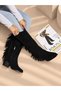 Arizona Black Suede Tasseled 5 cm Heel Dallas Boots Botties