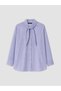 Peak New Season Blue Plus-Size Women's Shirt with a Tie-Detail Neckline - 3