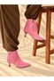 Savanna Pink Suede 5 cm Thin Heel with Tassel Detail Women's Boots Botties - 4