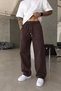 Men's Coffee-Colored Baggy Gabardine Pants with Elastic Waistband KE-1355 - 2