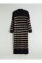 Peak New Season Stand Collar Striped Knitwear Dress - 8