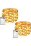 2 Pack 100 LED Warm White String Lights 33Ft Battery Waterproof