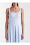 Peak New Season Blue Square Neck Waist-Fitted Poplin Dress - 3