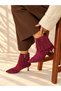 Savanna Bordo Suede 5 cm Thin Heel Tassel Detail Women's Boots Botti̇e - 6