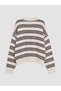 TWO MT SHOP QUALITY XSIDE Ecru Striped Oversized Women's Knit Sweater - 6