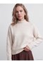 TWO MT SHOP QUALITY LCW Vision Ecru Half-Turtleneck Women's Knit Sweater with Boat Neck