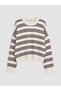 TWO MT SHOP QUALITY XSIDE Ecru Striped Oversized Women's Knit Sweater - 5