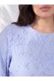 Peak New Season Blue Plus Size Crew Neck Embroidered Blouse - 2