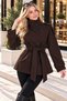 Short Mock Neck Melton Coat with Lining and Pockets - Coat