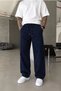Men's Navy Blue Baggy Gabardine Pants with Elastic Waistband KE-1355 - 2