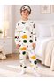 Boys' Cotton Pajama Set with Brushed Inside Cuffs, White, Safari Print, Long-Sleeved, with Straps